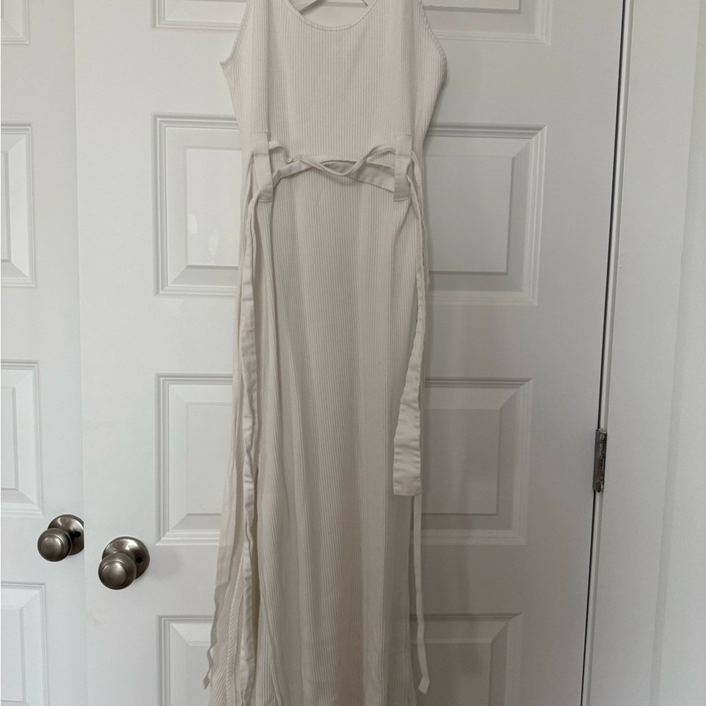 Zara Cream Maxi Dress with Tie Details